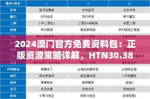 2024澳门官方免费资料包:正版资源策略详解,HTN30.38激励版揭秘