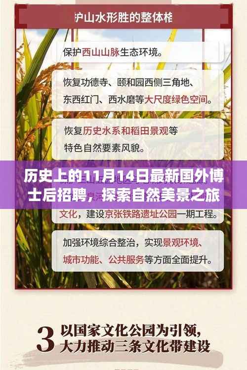 历史上的11月14日,博士后招聘与探索自然美景之旅启程启幕,梦想与心灵平静之旅开启!
