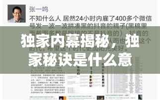 独家内幕揭秘,独家秘诀是什么意思